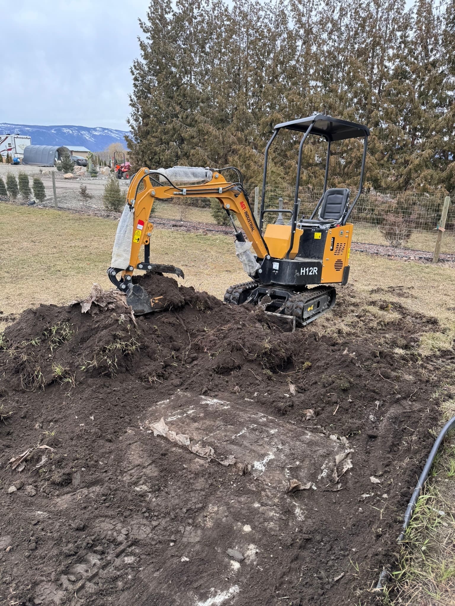 Excavation around septic installation site