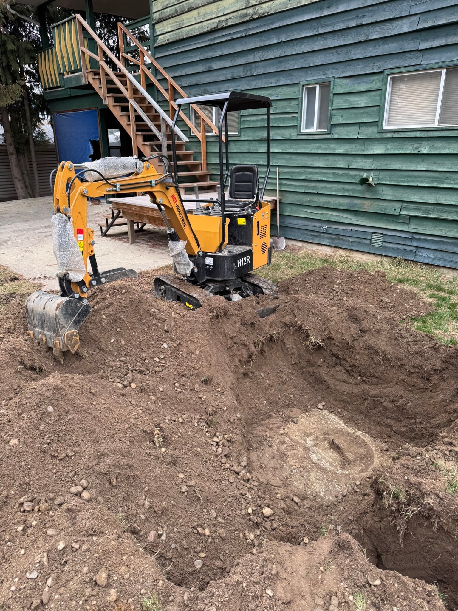 Septic system installation progress on site